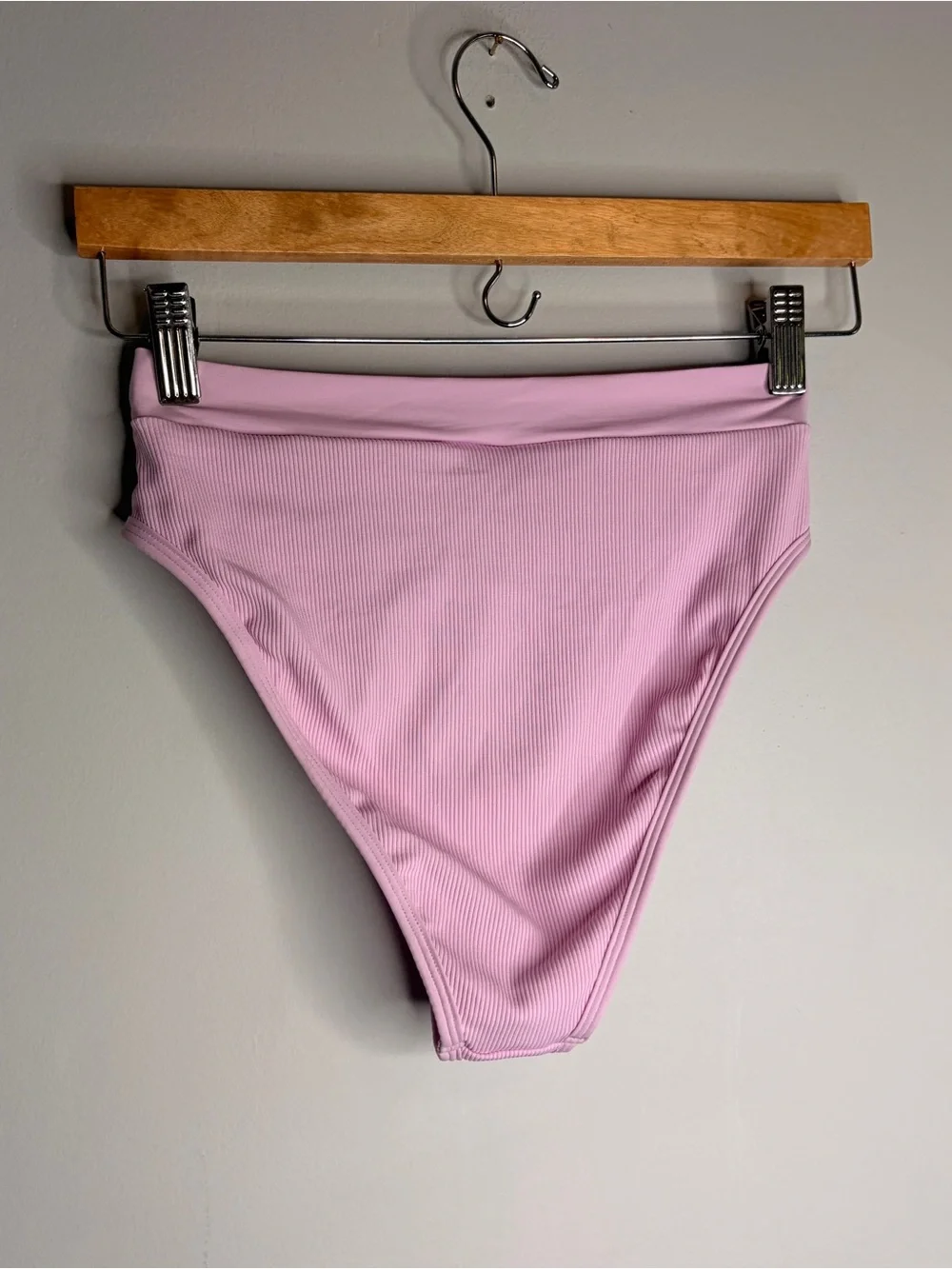 l*space Pink High Waist Ribbed Bikini Bottom
